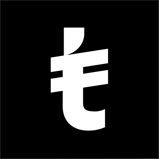 White logo on a black background
